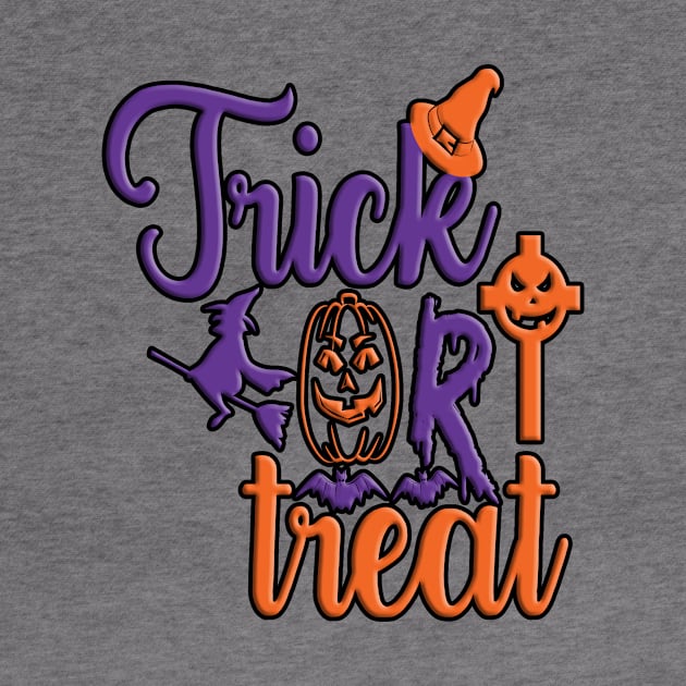Trick or Treat, halloween inspired typography design by crazytshirtstore
